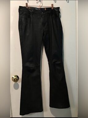 100% leather Black Boot Cut/ Flare pants